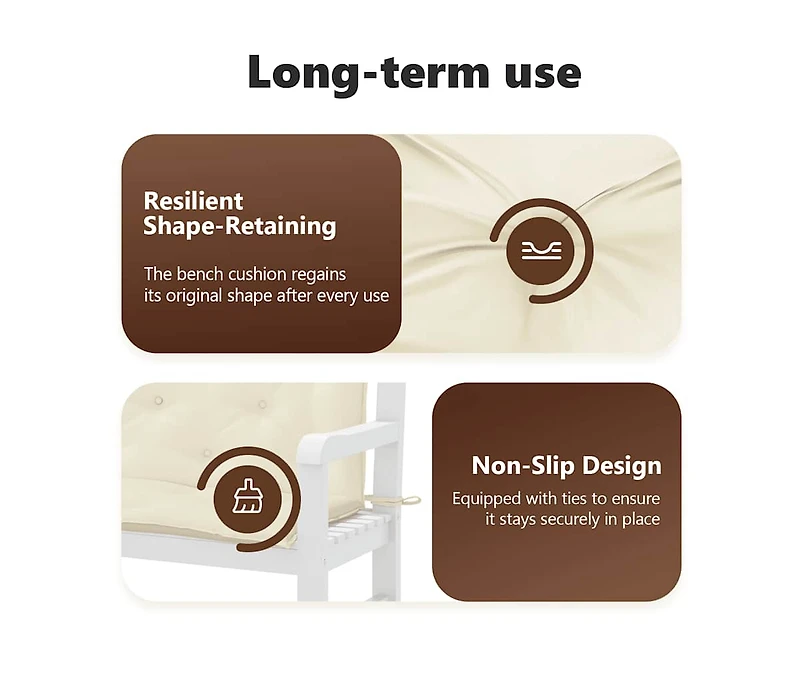 Garden Bench Cushion Cream White 59.1"x(19.7"+19.7")x2.8" Oxford Fabric