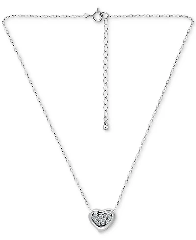 Giani Bernini Cubic Zirconia Cluster Heart Pendant Necklace Sterling Silver, 16" + 2" extender, Exclusively at Macy's