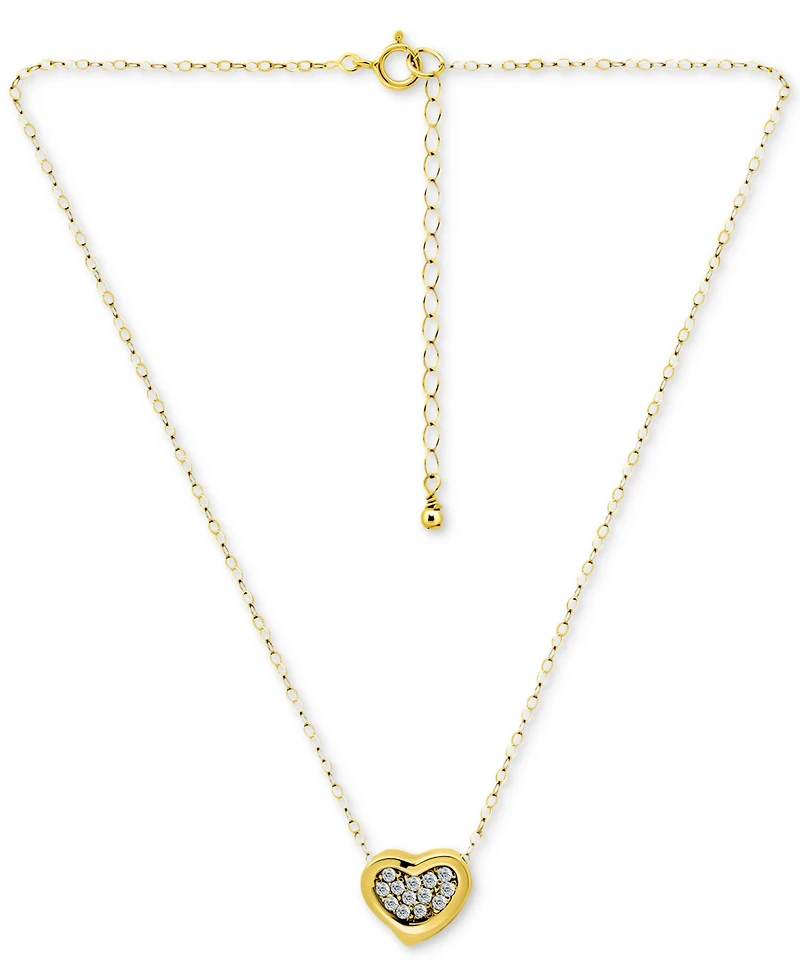 Giani Bernini Cubic Zirconia Cluster Heart Pendant Necklace Sterling Silver, 16" + 2" extender, Exclusively at Macy's