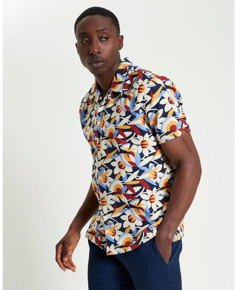 Ben Sherman Men's Abstract Floral Print Short Sleeve Shirt