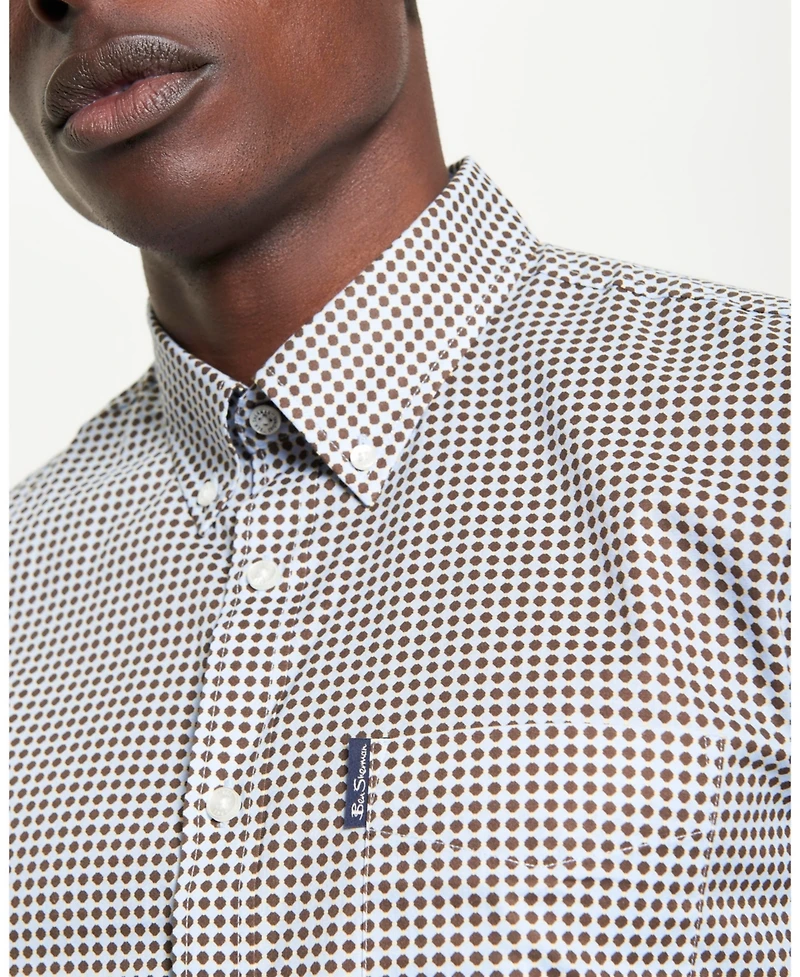 Ben Sherman Men's Geo-Print Short Sleeve Shirt