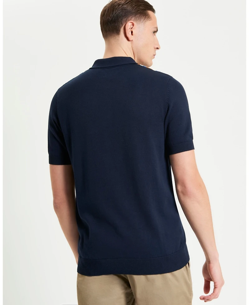 Ben Sherman Men's Vertical Stripe Short Sleeve Polo Shirt