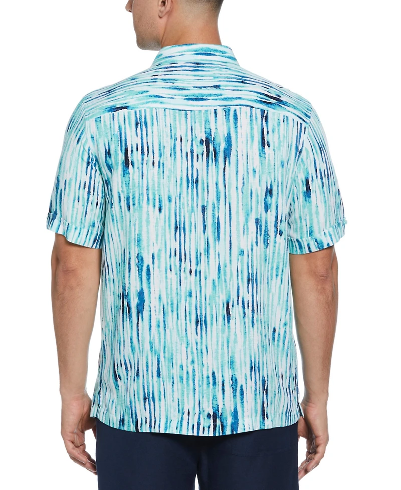 Cubavera Men's Watercolor Stripe Print Short Sleeve Button-Down Shirt