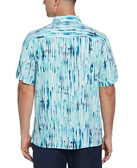 Cubavera Men's Watercolor Stripe Print Short Sleeve Button-Down Shirt