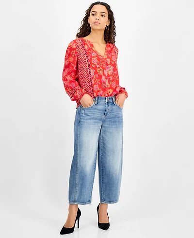 Liverpool Los Angeles Petite Mid-Rise Barrel-Leg Jeans