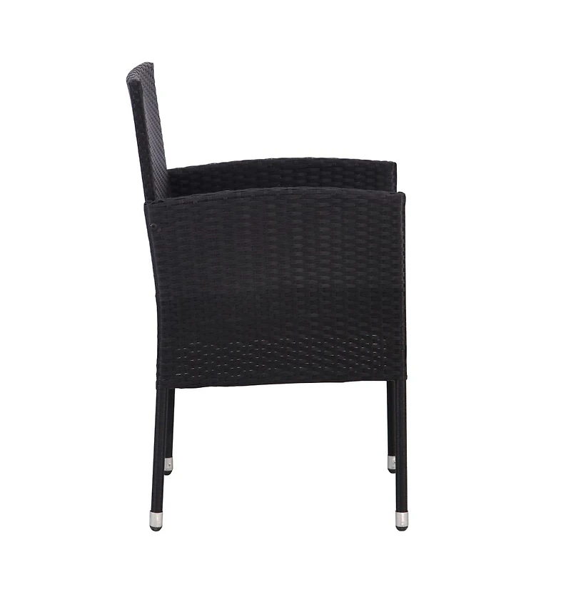 vidaXL Patio Chairs with Cream White Cushions 4 pcs Black Poly Rattan