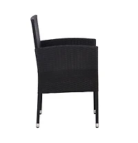 vidaXL Patio Chairs with Cream White Cushions 4 pcs Black Poly Rattan