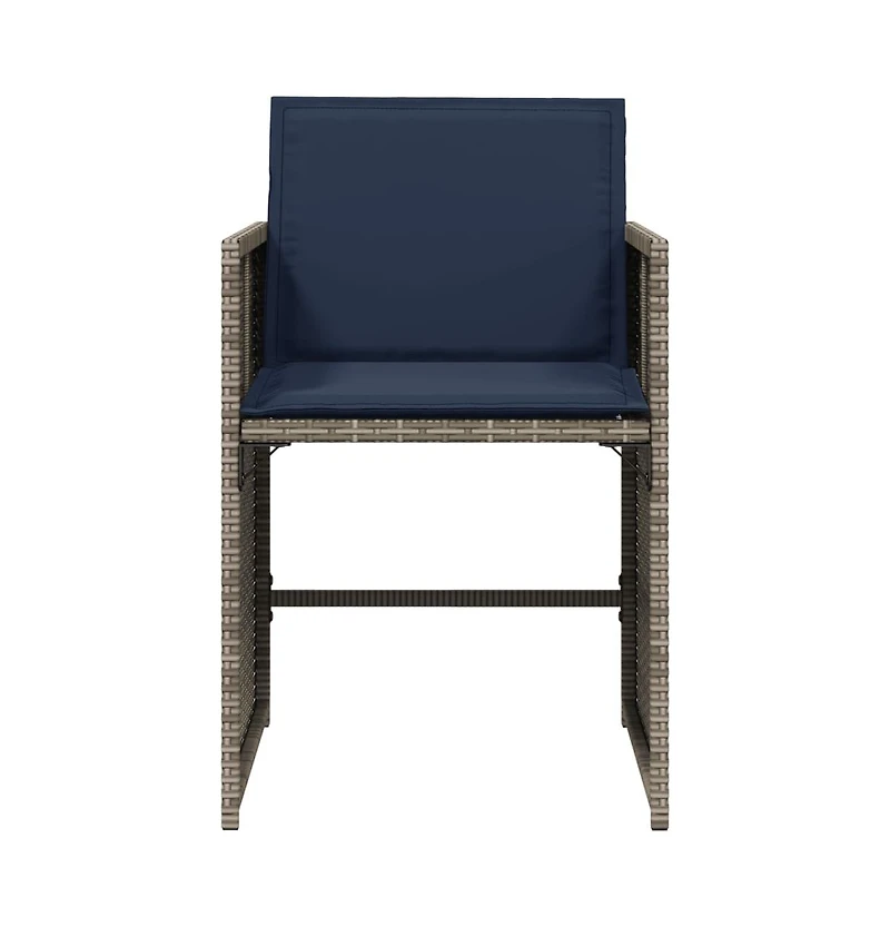 Patio Chairs with Cushions 4 pcs Gray Poly Rattan