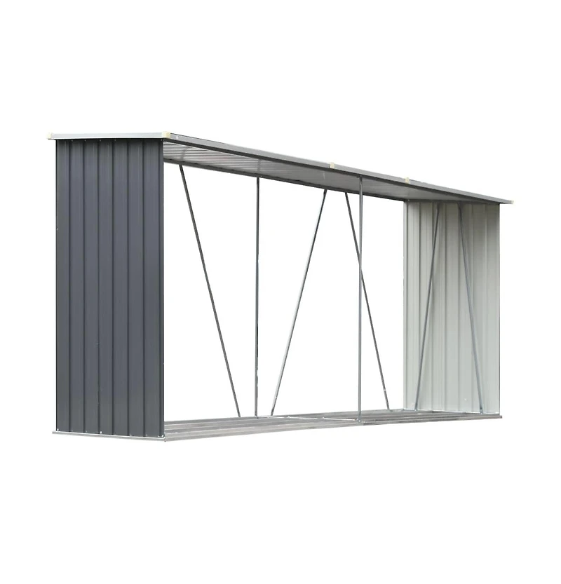 Garden Log Storage Shed Galvanized Steel 129.9"x33.1"x59.8" Gray