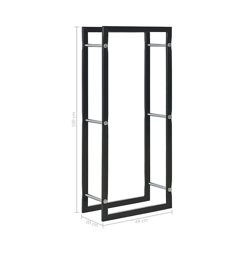 Firewood Rack Black 17.3"x7.9"x39.4" Steel
