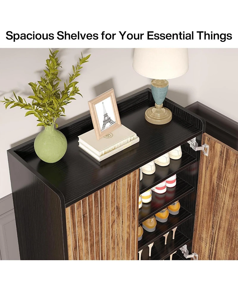 Tribesigns Shoe Cabinet with Doors, 5 Tiers Storage for Entryway, 25 Pairs Wooden Cabinets, Modern Organizer Living