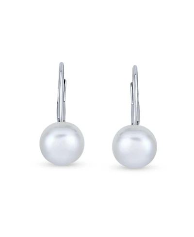 Bling Jewelry Simple Iridescent Peacock Freshwater Cultured Pearl Round Drop Ball Earrings Sterling Silver