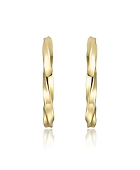 Bright Shine C-Hoop Earrings White Gold Plated or 14K