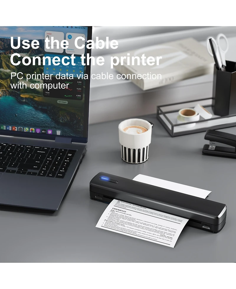Polono Portable Printer Wireless for Travel, D810 Bluethooth Thermal Printer Support for 8.5"x11" Us Letter, Inkless Printer Compatible with iOS, Andr