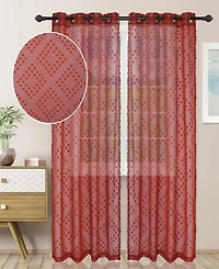 Superior Poppy Floral Textured Sheer Window Curtain Panel Set with Grommet Header, 52X96