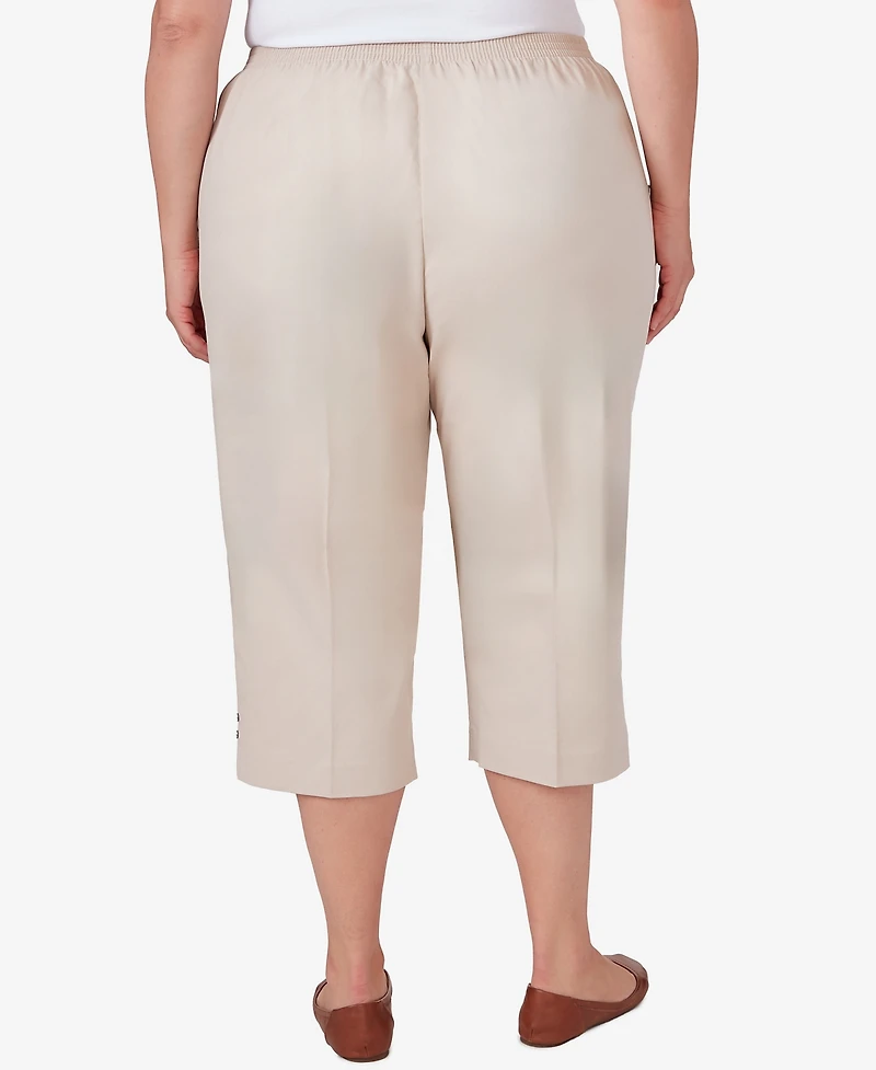 Alfred Dunner Plus Classic Twill Denim Split Hem Capri Pants