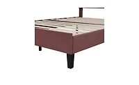 Slickblue Upholstered Platform Bed with Flower Pattern Velvet Headboard