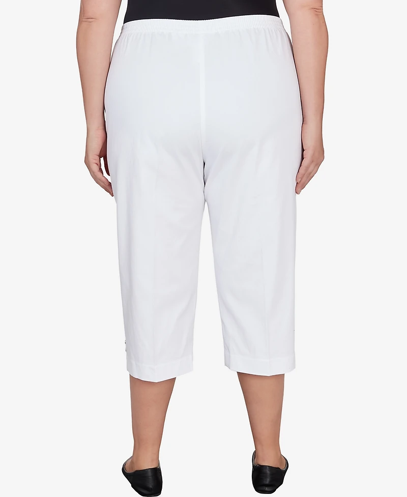 Alfred Dunner Plus Classic Twill Denim Split Hem Capri Pants