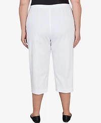 Alfred Dunner Plus Classic Twill Denim Split Hem Capri Pants