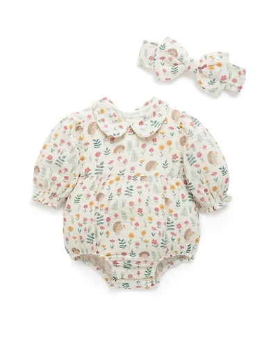 Purebaby Baby Girls Bodysuit & Bow Set