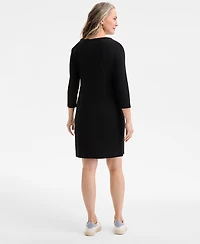 Style & Co Women's Cotton 3/4-Sleeve Boat-Neck Dress, Exclusively at Macy's