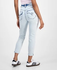 Indigo Rein Juniors' Mid-Rise Light-Wash Cropped Jeans