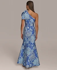 Donna Karan New York Women's Jacquard Bow-Trim One-Shoulder Gown