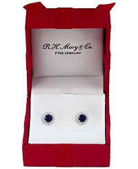 Effy Sapphire (1-1/6 ct. t.w.) & Diamond (1/6 Halo Stud Earrings 14k White Gold or Two Tone (Also available Tanzanite, Ruby, Em
