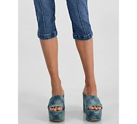 Guess Women's Cade Stretch Denim Mid Rise Capri Jeans