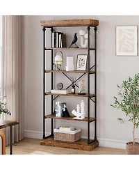 gaomon 6 Tier Bookshelf Industrial Bookcase Wood Tall Standing Bookshelves Wood Vintage Display Rack Rustic Bookshelf
