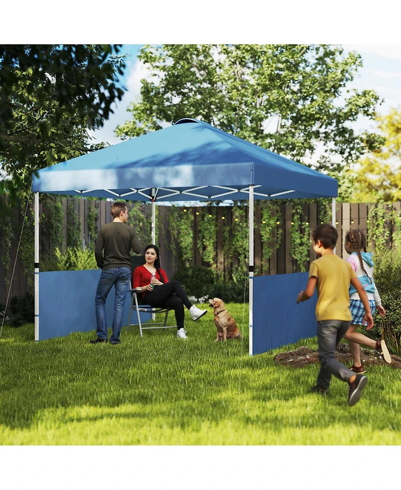 Outsunny 10' x Pop Up Canopy Tent with 2 Half Sidewalls, Dark
