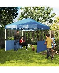 Outsunny 10' x Pop Up Canopy Tent with 2 Half Sidewalls, Dark