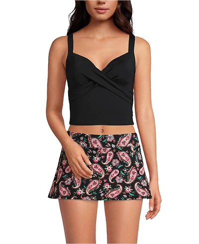 Lands' End Women's Long Torso V-Neck Wrap Midkini Top