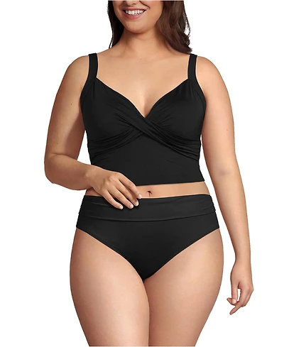 Lands' End Plus Ddd-Cup V-Neck Wrap Midkini Top