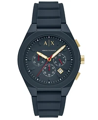 A|X Armani Exchange Men's Quartz Chronograph Blue Silicone Watch, 44mm