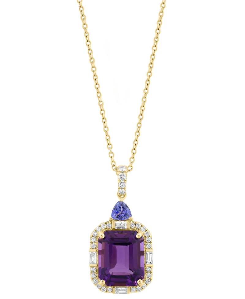 Effy Amethyst (4 ct. t.w.), Tanzanite (1/2 ct. t.w.), & Diamond (1/3 ct. t.w.) in 14k Gold, 17" + 1" extender
