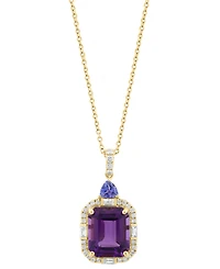 Effy Amethyst (4 ct. t.w.), Tanzanite (1/2 ct. t.w.), & Diamond (1/3 ct. t.w.) in 14k Gold, 17" + 1" extender