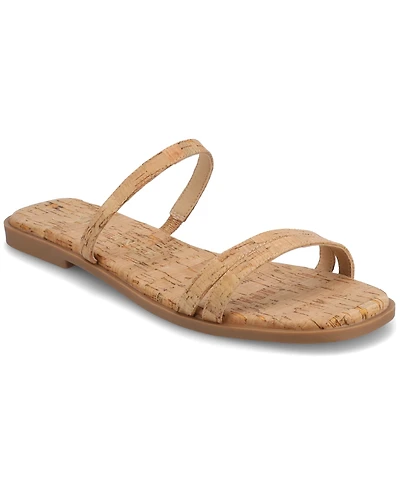 Journee Collection Women's Brisa Multi Strap Slip On Flat Sandals