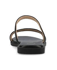 Journee Collection Women's Brisa Multi Strap Slip On Flat Sandals