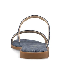 Journee Collection Women's Brisa Multi Strap Slip On Flat Sandals