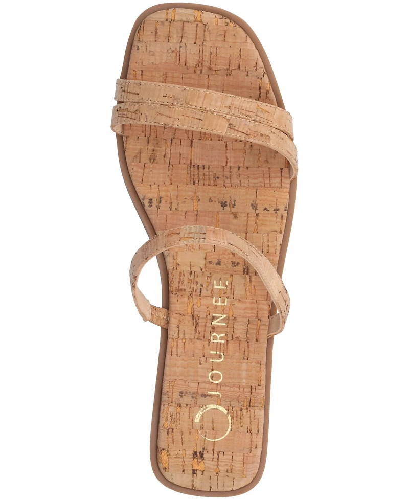 Journee Collection Women's Brisa Multi Strap Slip On Flat Sandals