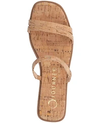 Journee Collection Women's Brisa Multi Strap Slip On Flat Sandals