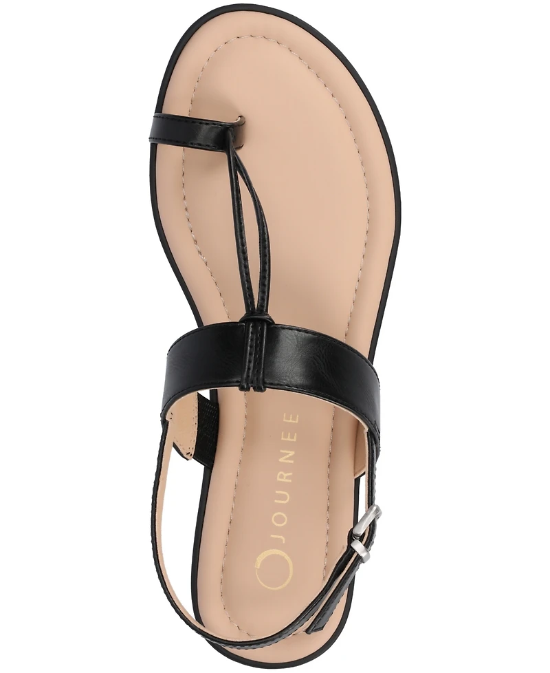 Journee Collection Women's Gerra T Strap Toe Ring Flat Sandals