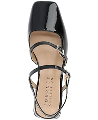 Journee Collection Women's Gretchenn Multi Strap Square Toe Mary Jane Flats