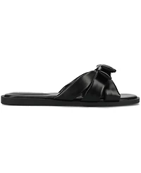 Journee Collection Women's Prylin Bow Slide Flat Sandals