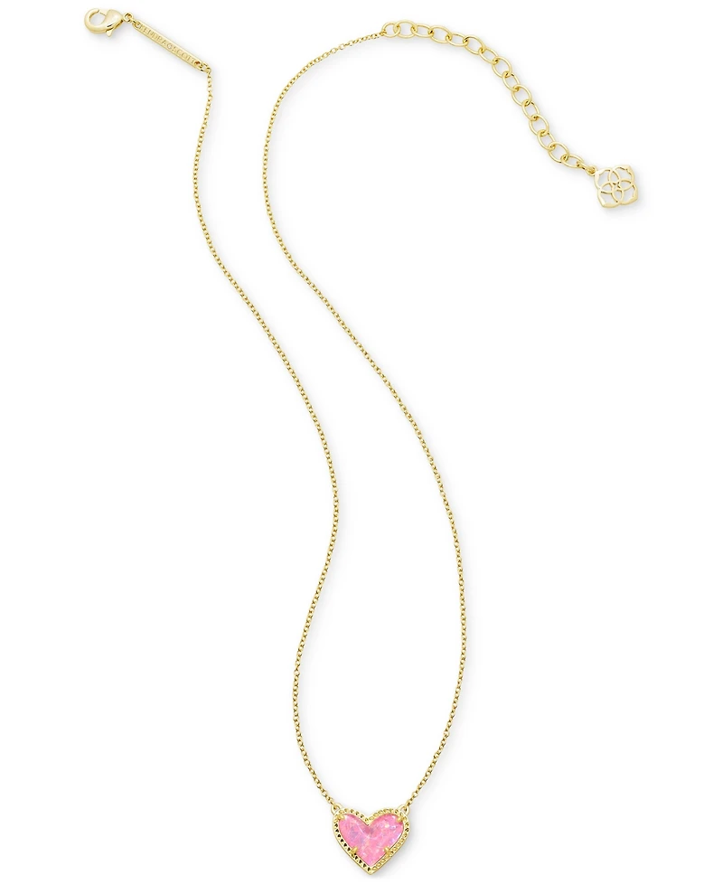 14K Gold Plated and Genuine Stone Kendra Scott Ari Heart Pendant Necklace