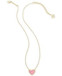 14K Gold Plated and Genuine Stone Kendra Scott Ari Heart Pendant Necklace