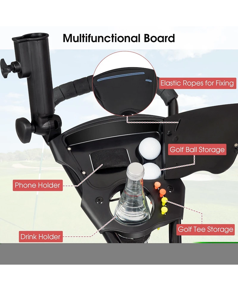 Foldable 3 Wheel Golf Pull Push Cart Trolley