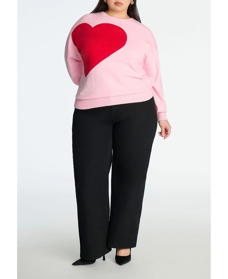 Eloquii Women's Plus Big Heart Sweater
