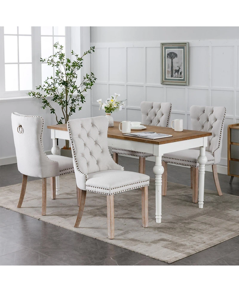 Modern High-End Tufted Contemporary Flax Upholstered Dining Chair for Elegant Rooms